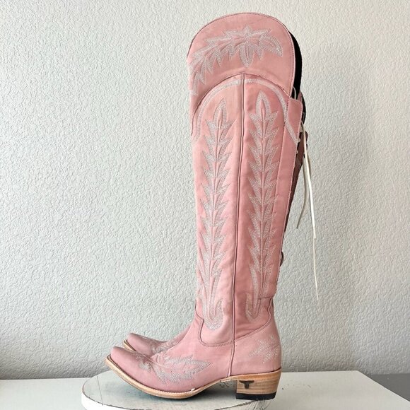 Lane LEXINGTON Over the Knee Womens Cowboy Boots 8.5 Pink Western Cowgirl Tall - Picture 7 of 16